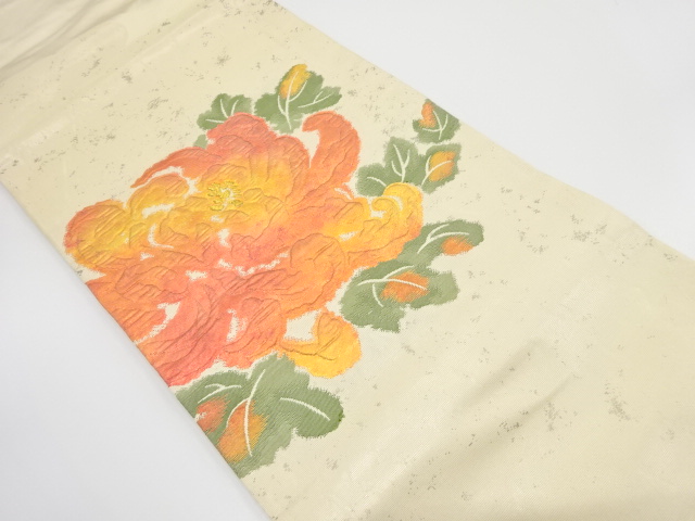 JAPANESE NAGOYA OBI / WOVEN PEONY